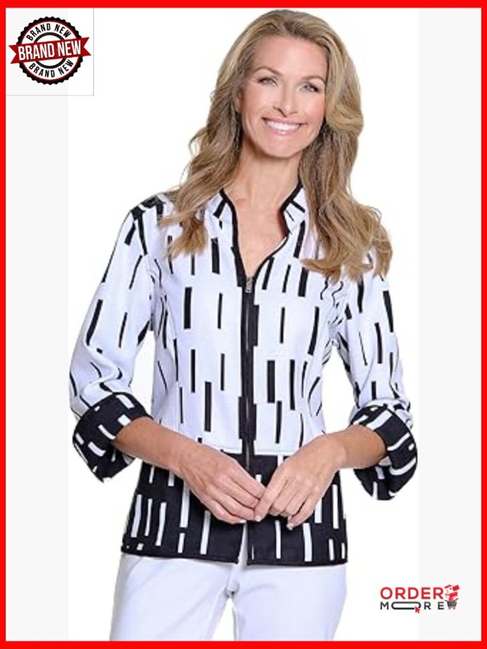 3/4 Flounce Sleeve Peplum Jacket Women Casual Zip Front Stand Collar